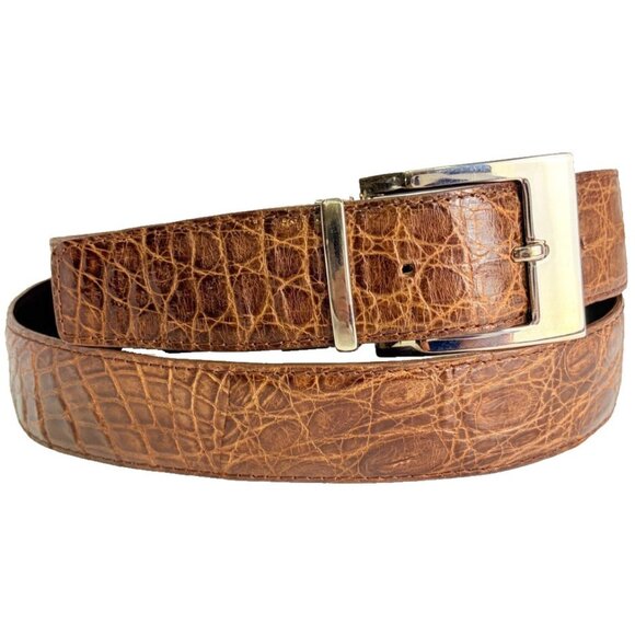 Genuine Alligator Belt Skin Gator Hide Golf Belt 36 Casual Dress Whiskey Brown